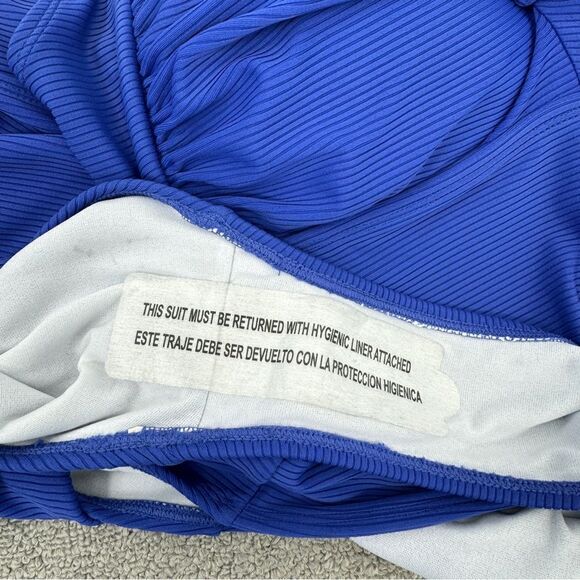 Ibiza Ribbed Halter One Piece Swimsuit Royal Blue Plus Size 1X - Picture 9 of 12